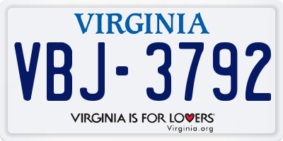 VA license plate VBJ3792