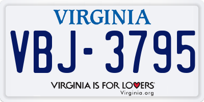 VA license plate VBJ3795
