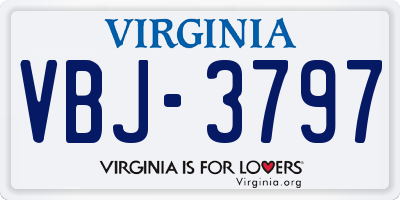 VA license plate VBJ3797