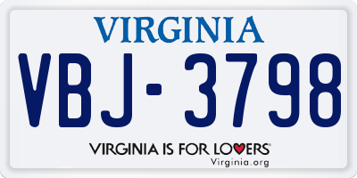 VA license plate VBJ3798