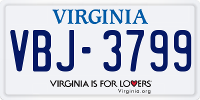 VA license plate VBJ3799