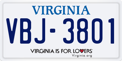 VA license plate VBJ3801