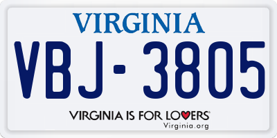 VA license plate VBJ3805