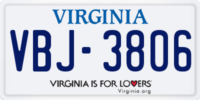 VA license plate VBJ3806