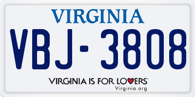 VA license plate VBJ3808