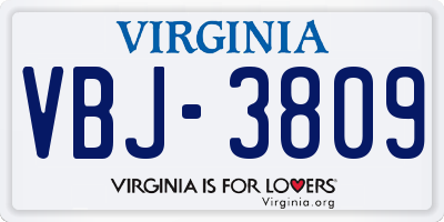 VA license plate VBJ3809