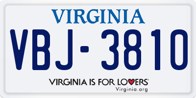 VA license plate VBJ3810