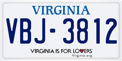 VA license plate VBJ3812
