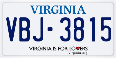 VA license plate VBJ3815