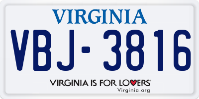 VA license plate VBJ3816