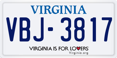 VA license plate VBJ3817
