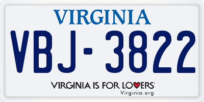 VA license plate VBJ3822
