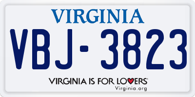 VA license plate VBJ3823