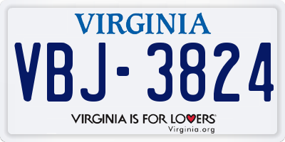 VA license plate VBJ3824