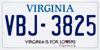VA license plate VBJ3825