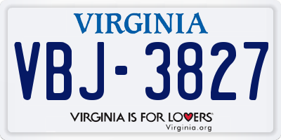 VA license plate VBJ3827
