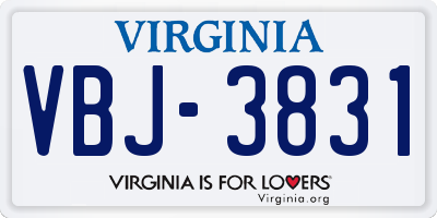 VA license plate VBJ3831
