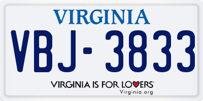 VA license plate VBJ3833