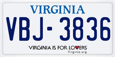 VA license plate VBJ3836
