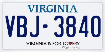VA license plate VBJ3840