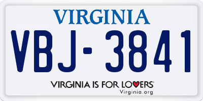 VA license plate VBJ3841