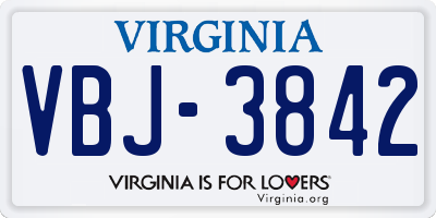 VA license plate VBJ3842