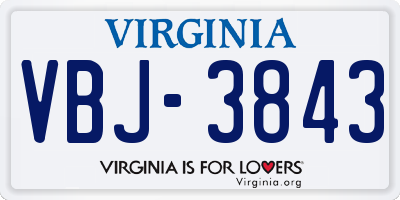 VA license plate VBJ3843