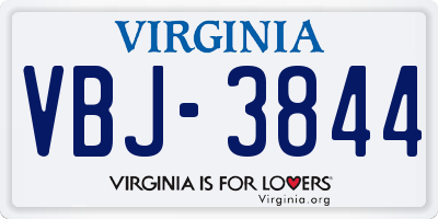 VA license plate VBJ3844