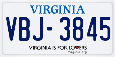 VA license plate VBJ3845