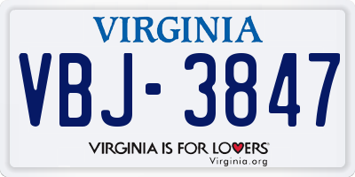 VA license plate VBJ3847