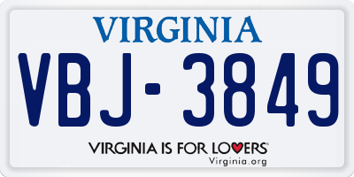 VA license plate VBJ3849