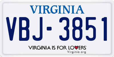 VA license plate VBJ3851