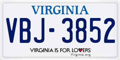 VA license plate VBJ3852