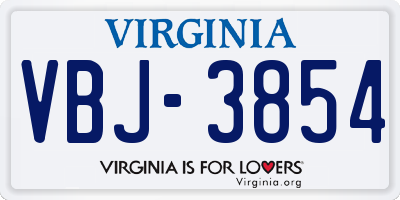 VA license plate VBJ3854
