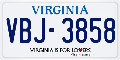 VA license plate VBJ3858