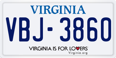 VA license plate VBJ3860