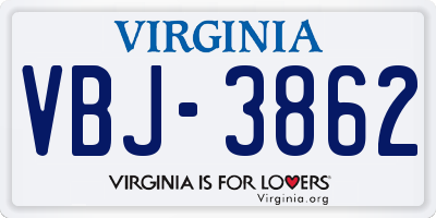 VA license plate VBJ3862