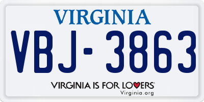 VA license plate VBJ3863