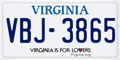 VA license plate VBJ3865