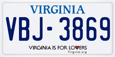 VA license plate VBJ3869