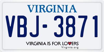 VA license plate VBJ3871
