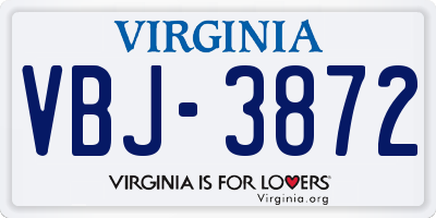 VA license plate VBJ3872