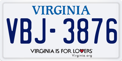 VA license plate VBJ3876