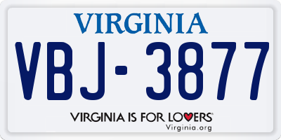 VA license plate VBJ3877