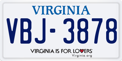 VA license plate VBJ3878