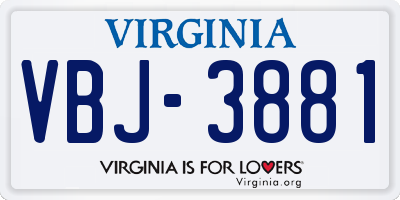 VA license plate VBJ3881