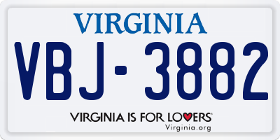 VA license plate VBJ3882