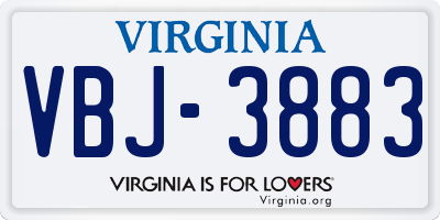 VA license plate VBJ3883