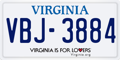 VA license plate VBJ3884