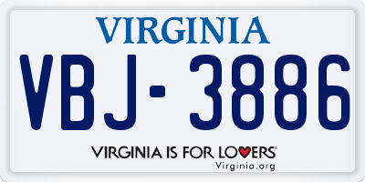 VA license plate VBJ3886